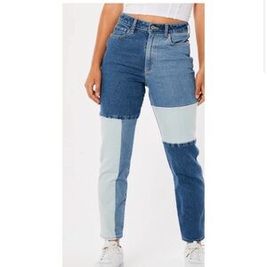 HOLLISTER ULTRA HIGH-RISE PATCHWORK MOM JEANS